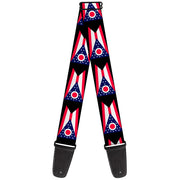 Guitar Strap - Ohio Flag Repeat Black Guitar Straps Buckle-Down   