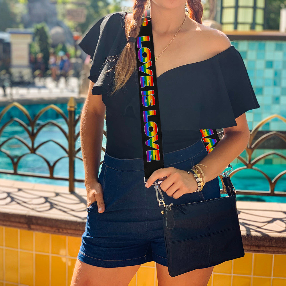 Purse Strap - LOVE IS LOVE Heart Black Rainbow Purse Straps Buckle-Down   
