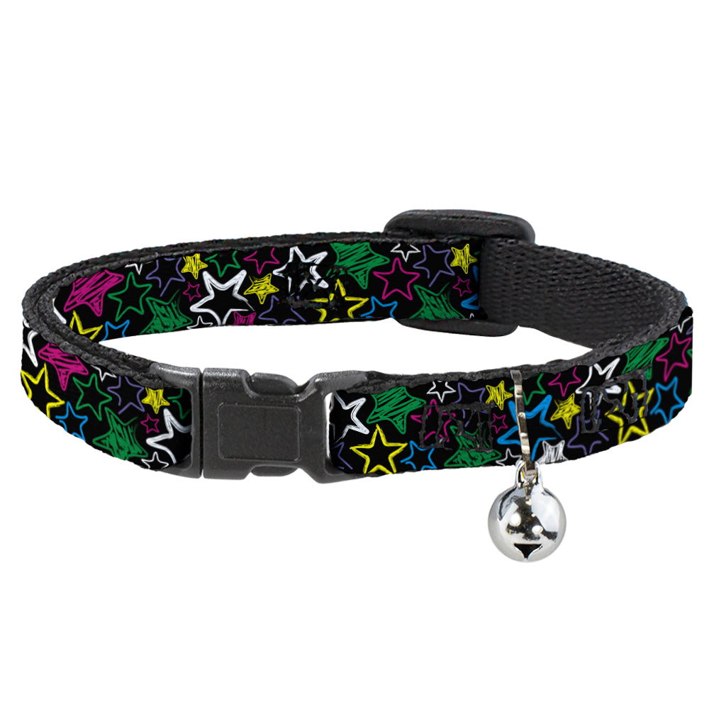 Cat Collar Breakaway - Sketch Stars Black Multi Color Breakaway Cat Collars Buckle-Down   