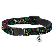 Cat Collar Breakaway - Sketch Stars Black Multi Color Breakaway Cat Collars Buckle-Down   