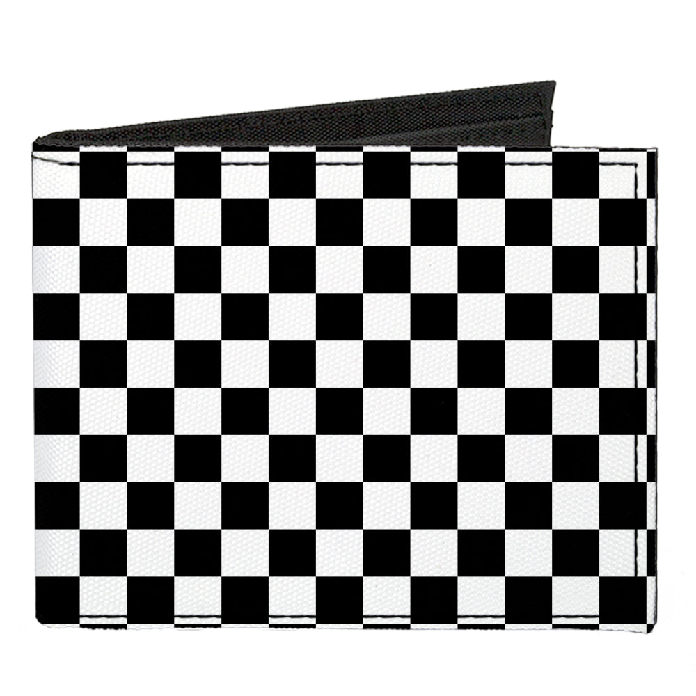 Black and White Checkered Canvas Bi-Fold Wallet Canvas Bi-Fold Wallets Buckle-Down   