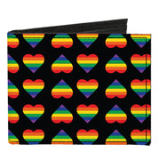 Canvas Bi-Fold Wallet - Rainbow Hearts Flip Black Multi Color Canvas Bi-Fold Wallets Buckle-Down   