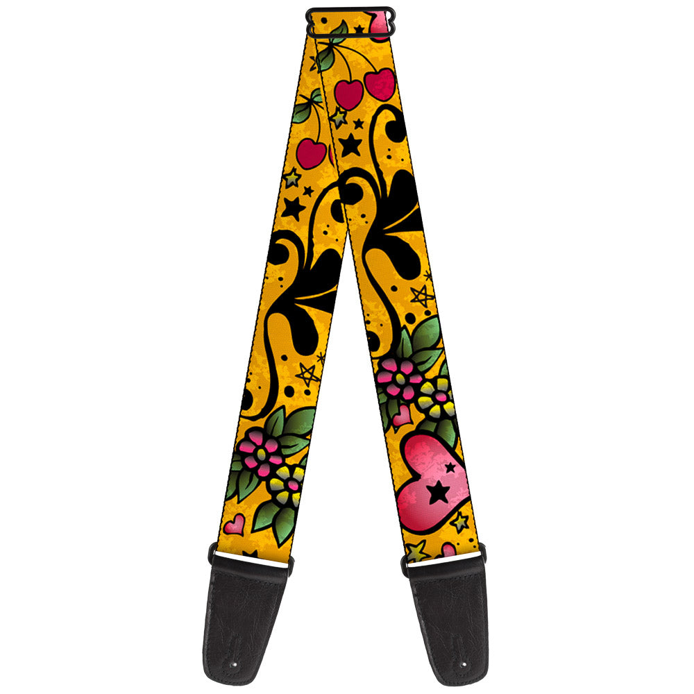 Guitar Strap - Mom & Dad CLOSE-UP Yellow Guitar Straps Buckle-Down   
