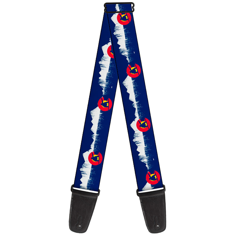 Guitar Strap - Colorado Snowboarder Snowy Mountains Weathered Guitar Straps Buckle-Down   