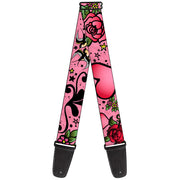 Guitar Strap - Mom & Dad CLOSE-UP Pink w Sparrows Guitar Straps Buckle-Down   