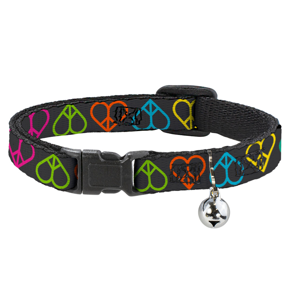 Cat Collar Breakaway - Peace Hearts Repeat Black Neon Breakaway Cat Collars Buckle-Down   