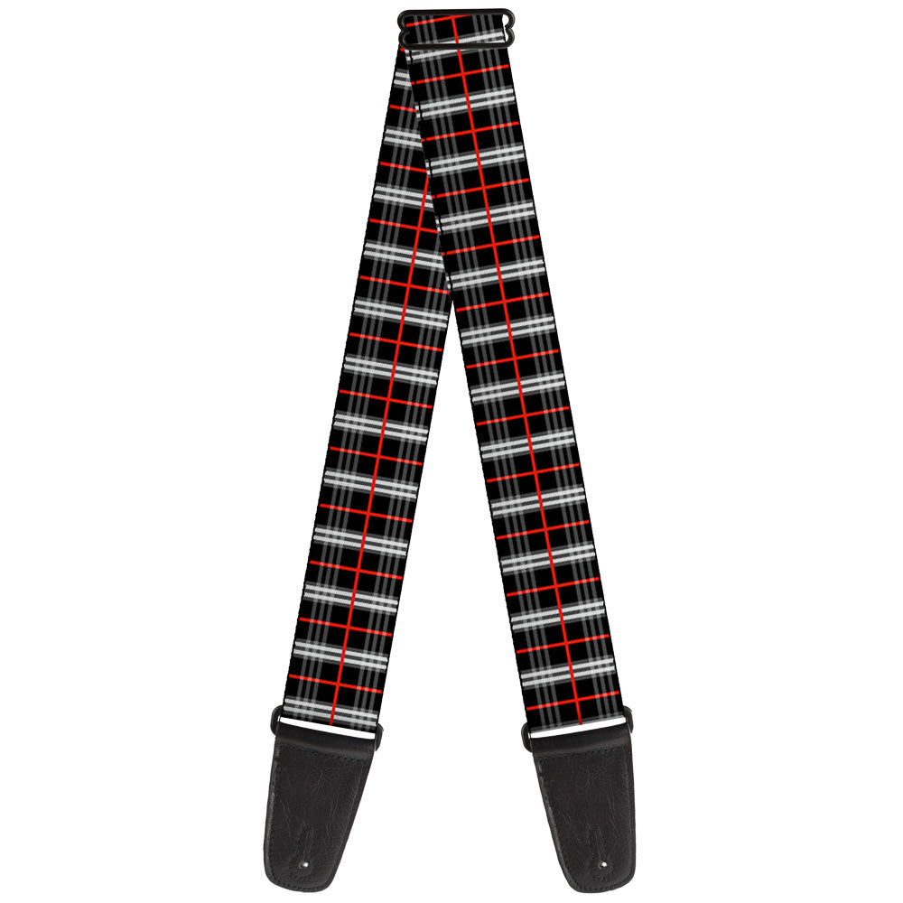 Guitar Strap - Plaid Black Red Guitar Straps Buckle-Down   