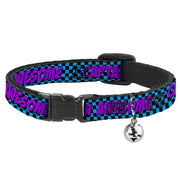 Cat Collar Breakaway - CAPTAIN AWESOME Turquoise Checker Fuchsia Breakaway Cat Collars Buckle-Down   