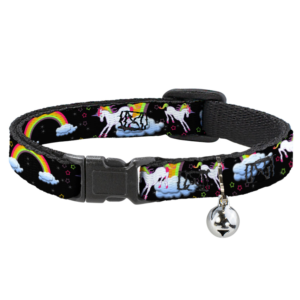 Cat Collar Breakaway - Unicorns Rainbows Stars Black Breakaway Cat Collars Buckle-Down   
