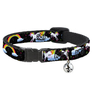Cat Collar Breakaway - Unicorns Rainbows Stars Black Breakaway Cat Collars Buckle-Down   
