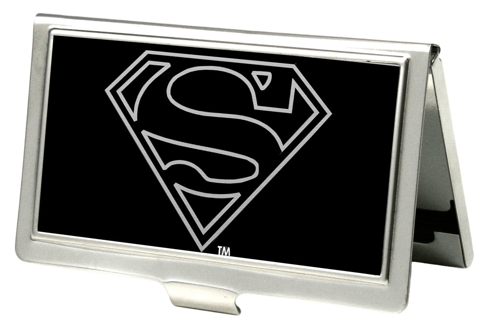 Business Card Holder - SMALL - Superman Logo Outline Reverse Brushed Business Card Holders DC Comics   