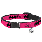 Cat Collar Breakaway - Bat Signal-3 Fuchsia Black Fuchsia Breakaway Cat Collars DC Comics   
