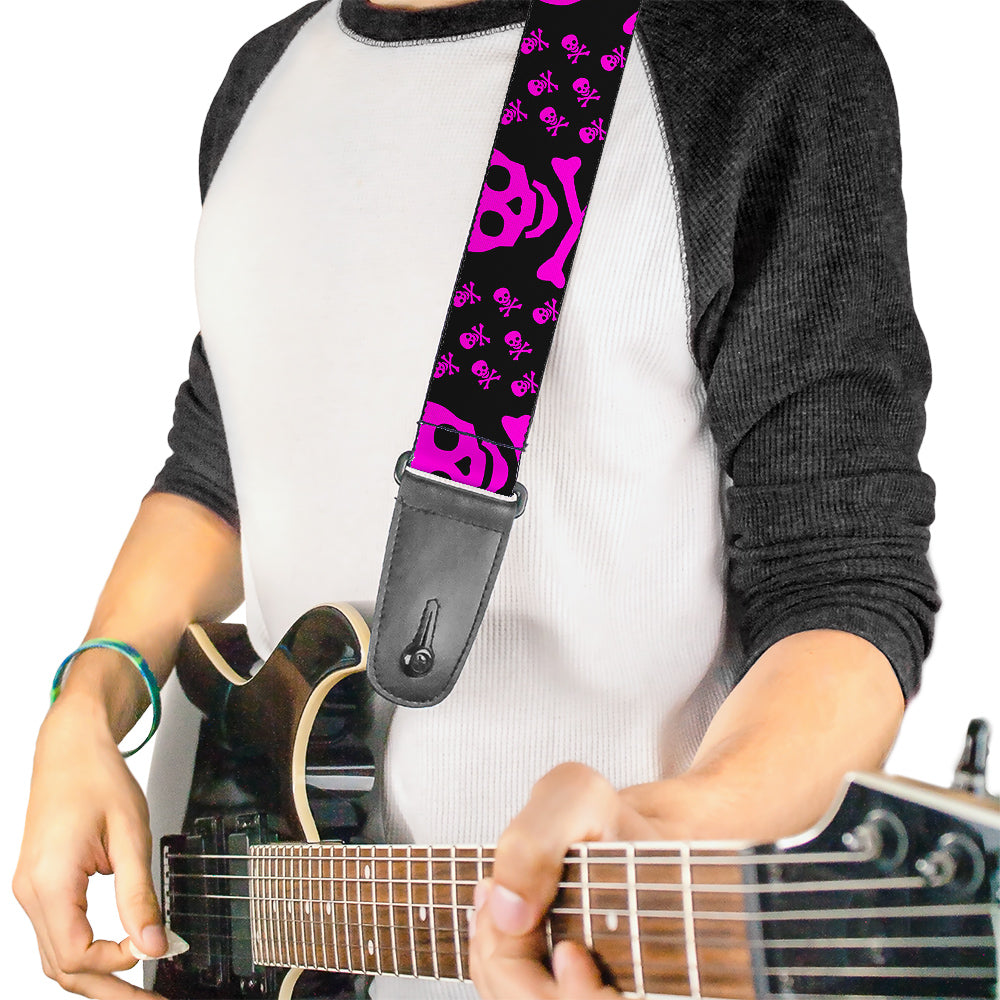 Guitar Strap - Skull w Babies Black Fuchsia Guitar Straps Buckle-Down   