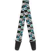 Guitar Strap - Robot Checkers Black White Guitar Straps Buckle-Down   