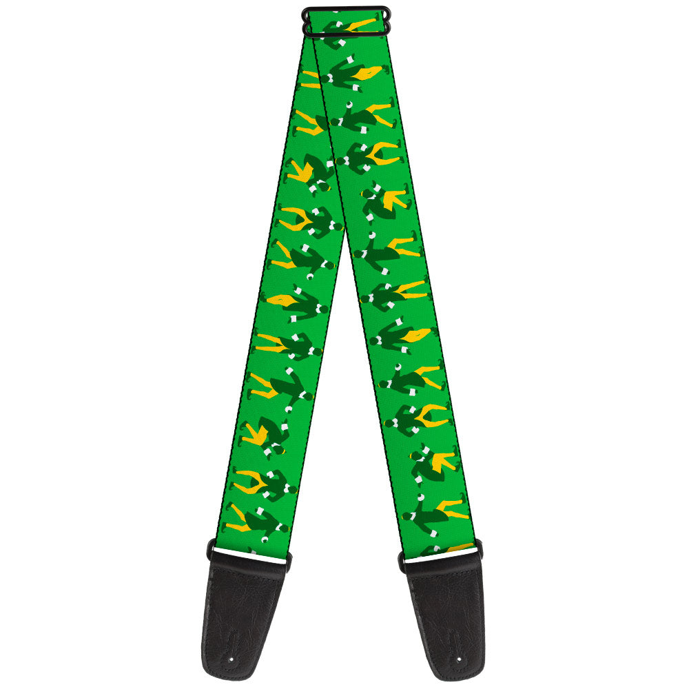 Guitar Strap - Elf Buddy the Elf Silhouette Poses Greens White Yellow Guitar Straps Elf