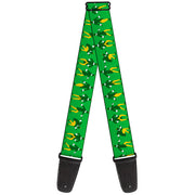 Guitar Strap - Elf Buddy the Elf Silhouette Poses Greens White Yellow Guitar Straps Elf