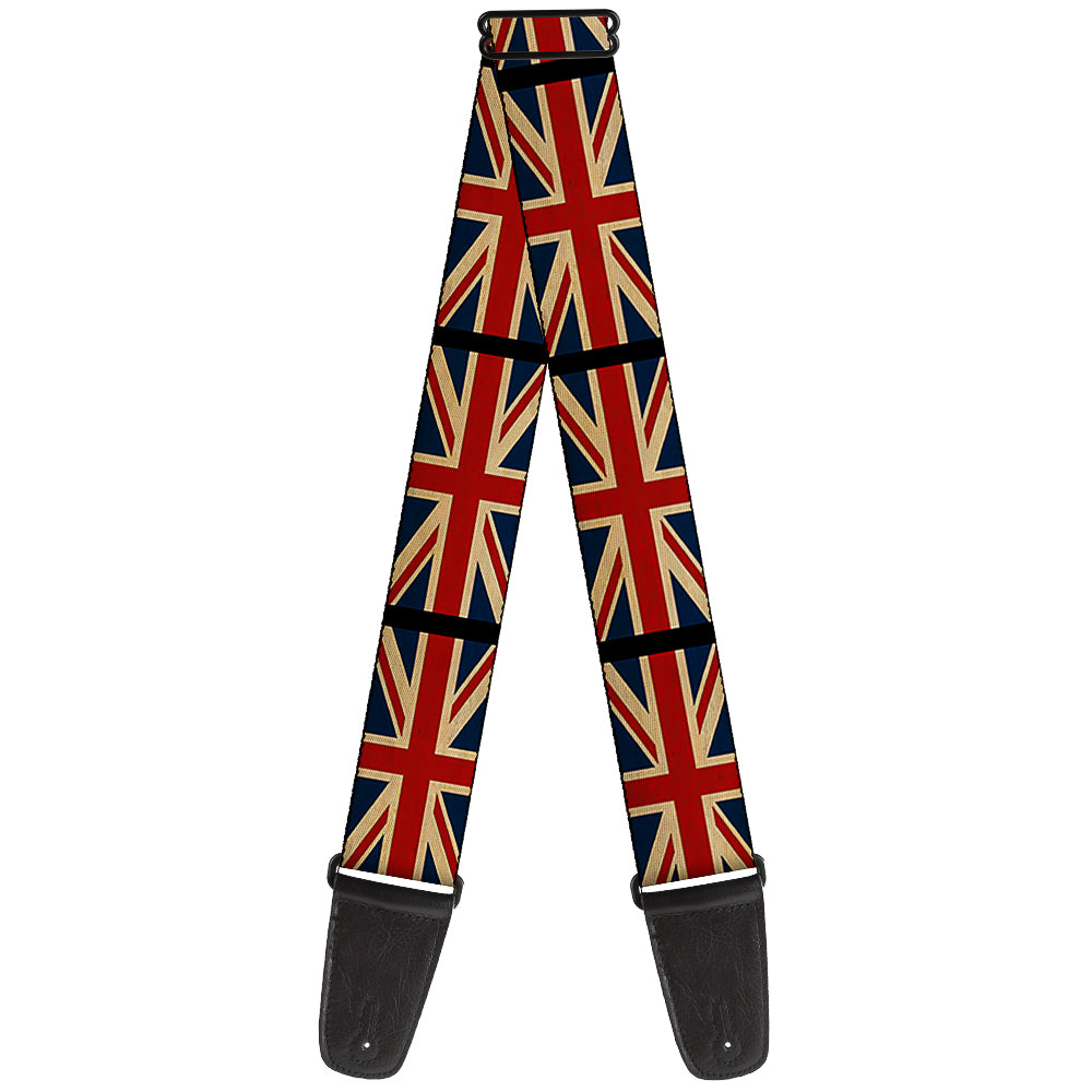 Guitar Strap - United Kingdom Flags Vintage Black Guitar Straps Buckle-Down   