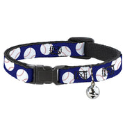Cat Collar Breakaway - Baseballs Scattered Blue Breakaway Cat Collars Buckle-Down   