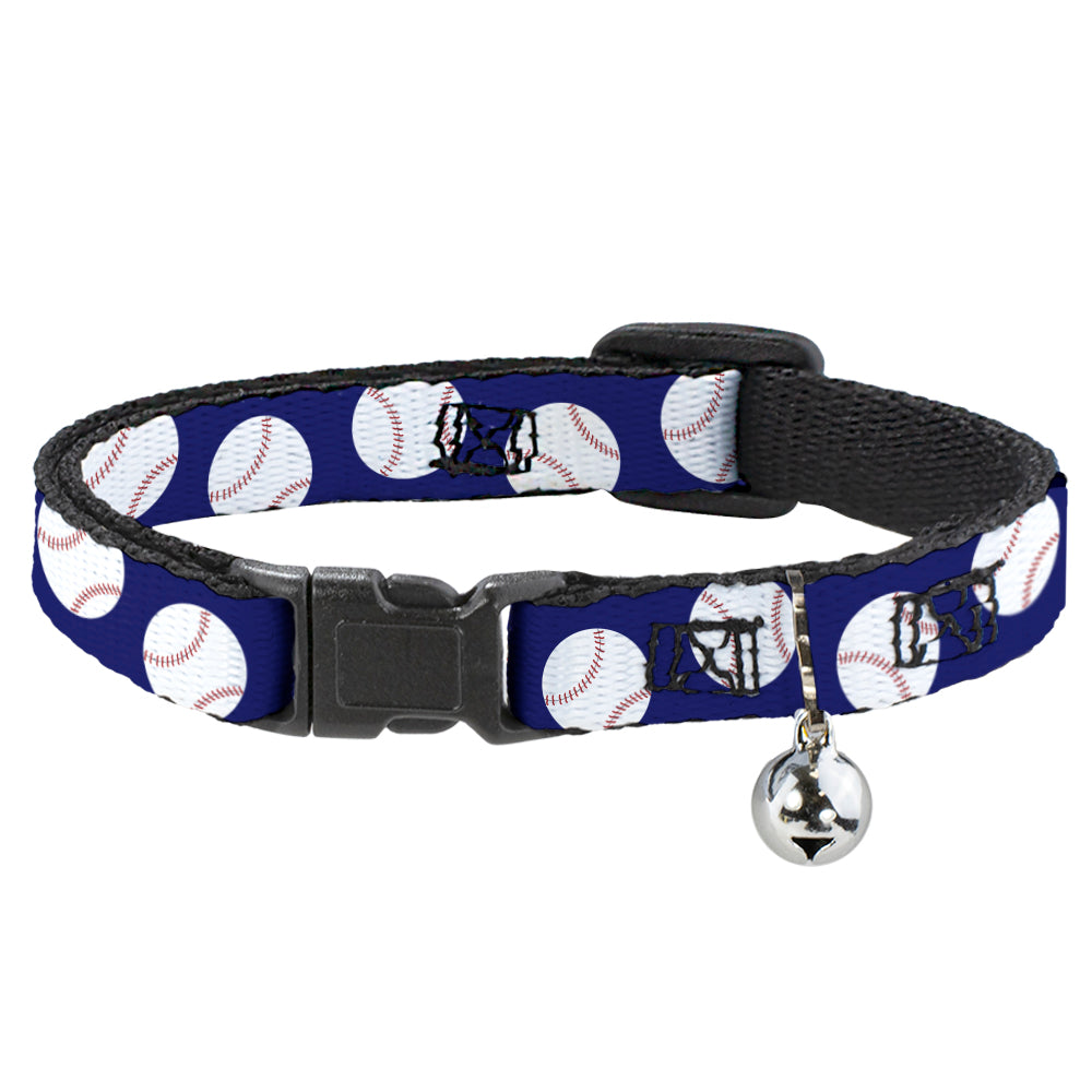 Cat Collar Breakaway - Baseballs Scattered Blue Breakaway Cat Collars Buckle-Down   