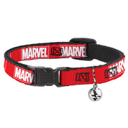 Cat Collar Breakaway - MARVEL Red Brick Logo Red White Breakaway Cat Collars Marvel Comics   
