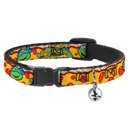 Cat Collar Breakaway with Bell - Classic Teenage Mutant Ninja Turtles 4-Turtle Faces Pepperoni Pizza Turtles Pose16 Breakaway Cat Collars Teenage Mutant Ninja Turtles