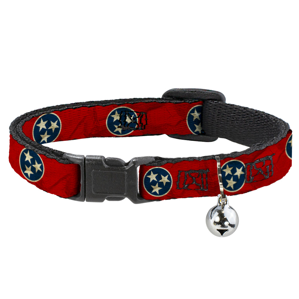 Cat Collar Breakaway - Tennessee Flag Stars CLOSE-UP Distressed Breakaway Cat Collars Buckle-Down   