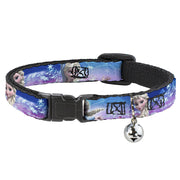 Cat Collar Breakaway - Elsa the Snow Queen Poses Castle & Snowy Mountains Blue-Pink Fade Breakaway Cat Collars Disney   