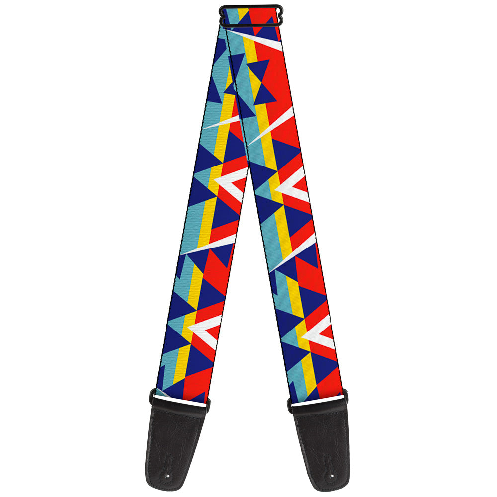 Guitar Strap - Geometric Triangles Stripe Red White Blues Yellow Guitar Straps Buckle-Down   