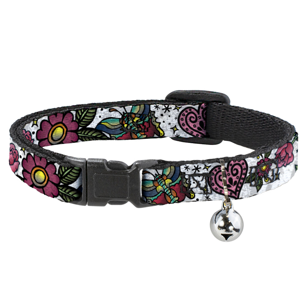 Cat Collar Breakaway - Love Kills CLOSE-UP White Breakaway Cat Collars Buckle-Down   