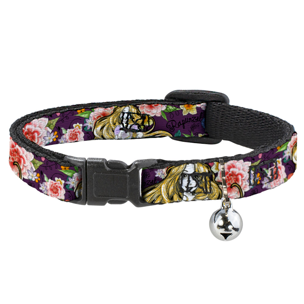 Cat Collar Breakaway - Rapunzel Poses Floral Collage Sketch Purple Breakaway Cat Collars Disney   