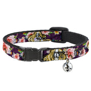 Cat Collar Breakaway - Rapunzel Poses Floral Collage Sketch Purple Breakaway Cat Collars Disney   