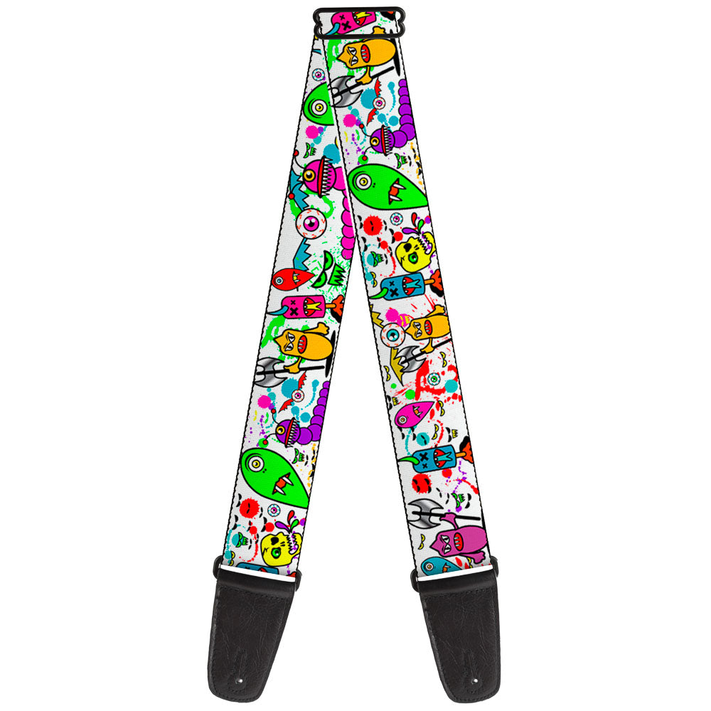 Guitar Strap - Monsters White Guitar Straps Buckle-Down   