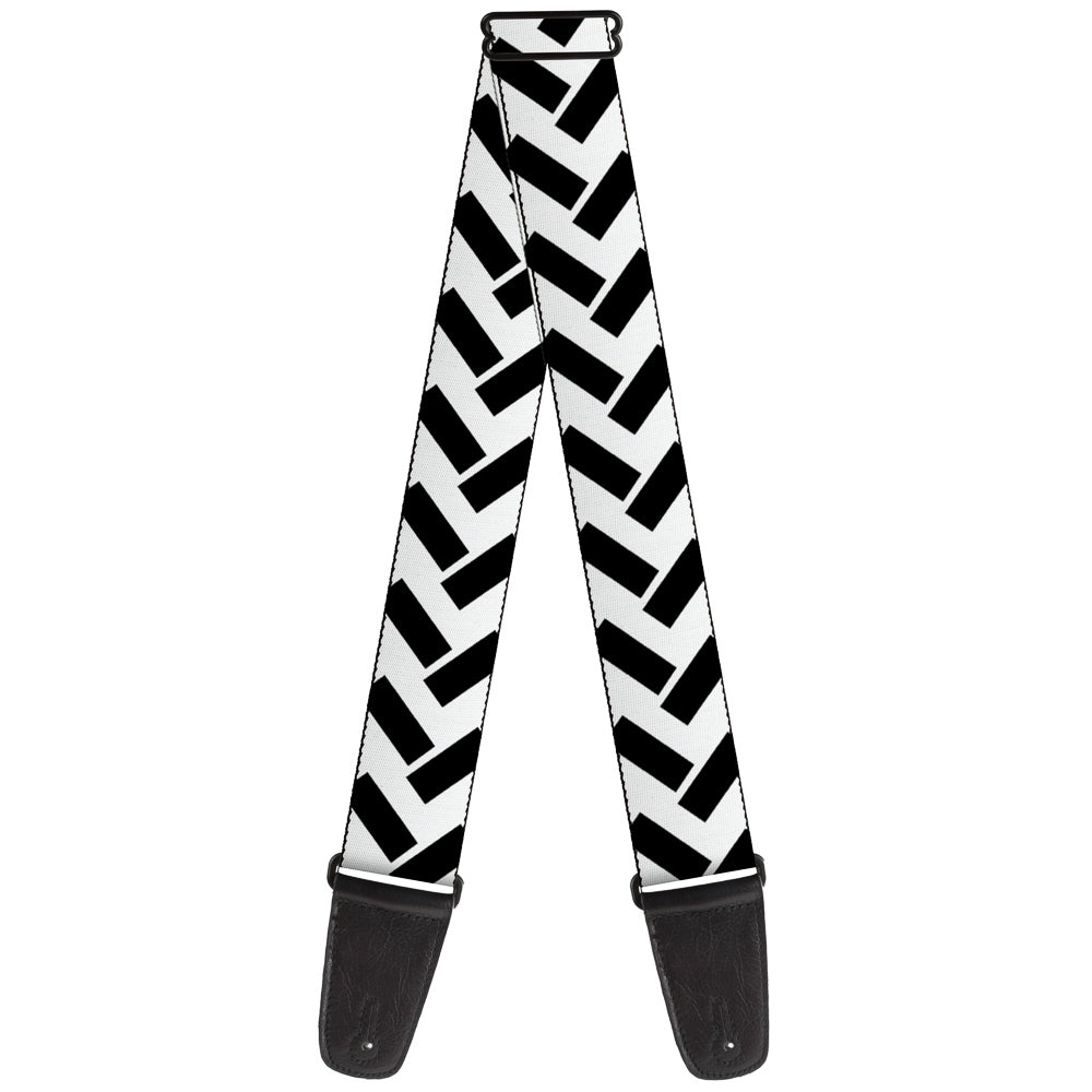 Guitar Strap - Jagged Chevron White Black Guitar Straps Buckle-Down   