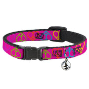 Cat Collar Breakaway - Peace Hearts Repeat Fuchsia Neon Breakaway Cat Collars Buckle-Down   
