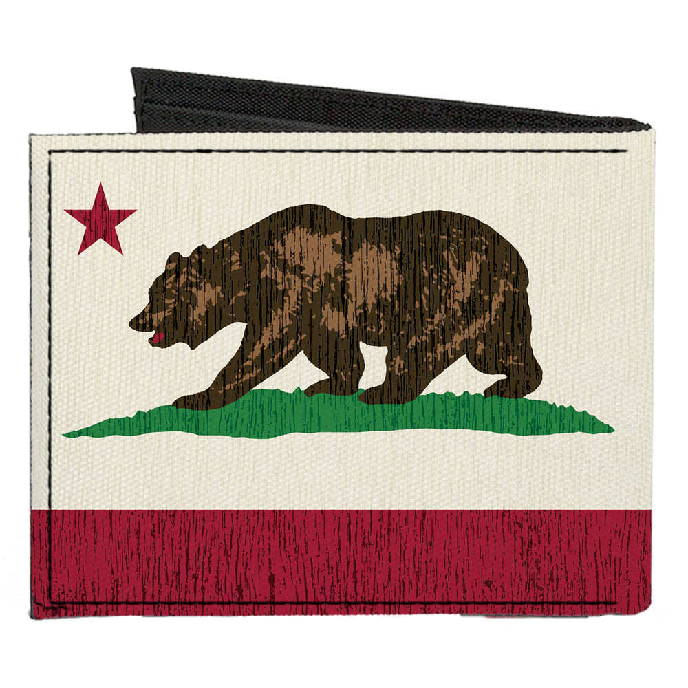 Canvas Bi-Fold Wallet - California Flag Weathered White Canvas Bi-Fold Wallets Buckle-Down   