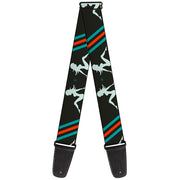 Guitar Strap - Mud Flap Girls w Stripes Gray Turquoise Orange Guitar Straps Buckle-Down   