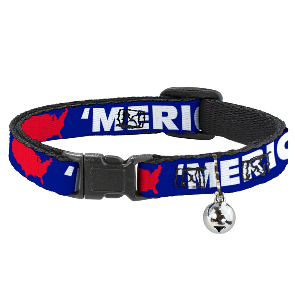 Cat Collar Breakaway - 'MERICA USA Silhouette Blue White Red Breakaway Cat Collars Buckle-Down   