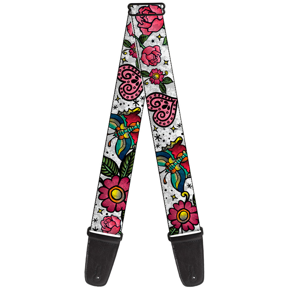 Guitar Strap - Love Kills CLOSE-UP White Guitar Straps Buckle-Down   