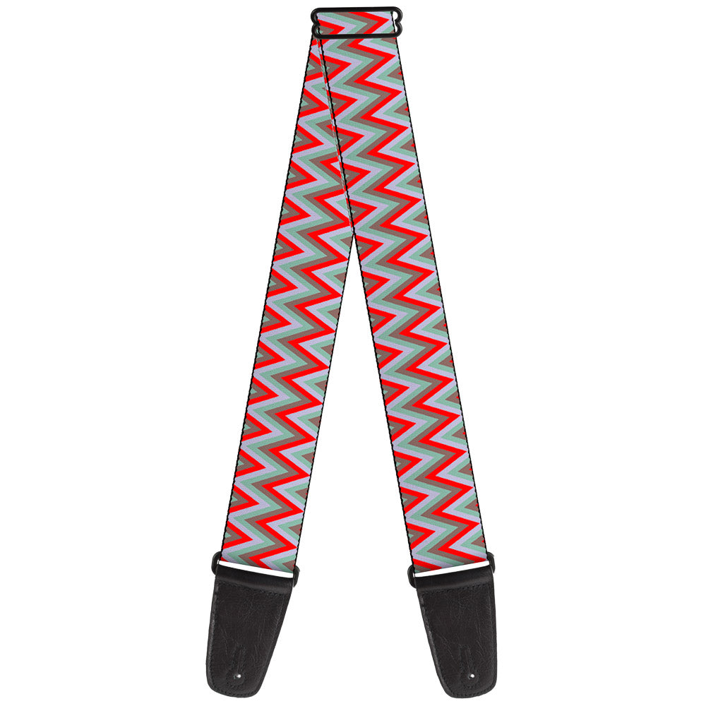 Guitar Strap - Zig Zag White Tan Gray Red Guitar Straps Buckle-Down   