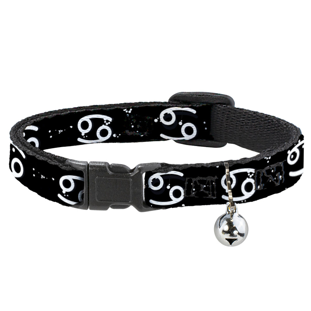 Cat Collar Breakaway - Zodiac Cancer Symbol Constellations Black White Breakaway Cat Collars Buckle-Down   