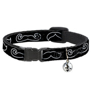Cat Collar Breakaway - Mustache Outlines Black White Breakaway Cat Collars Buckle-Down   