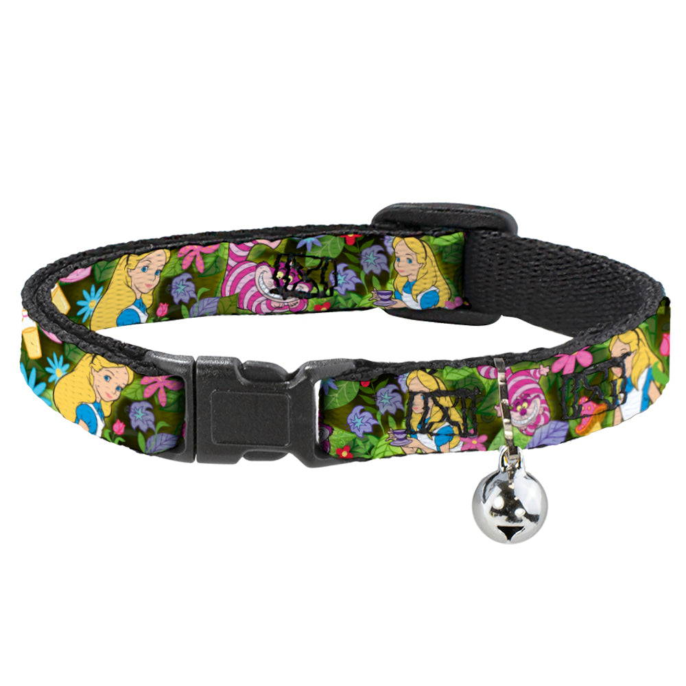 Cat Collar Breakaway - Alice & Cheshire Cat Poses Flowers Breakaway Cat Collars Disney   