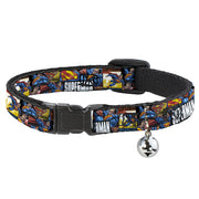 Cat Collar Breakaway - SUPERMAN Action Blocks White Breakaway Cat Collars DC Comics   
