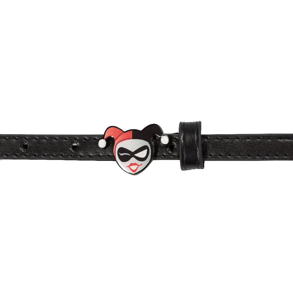 Harley Quinn Winking Face Enamel Cast Buckle - Black Patent PU Strap Belt Cast Buckle Belts DC Comics   