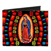 Canvas Bi-Fold Wallet - Virgen de Guadalupe Roses Black Multi Color Canvas Bi-Fold Wallets Buckle-Down   