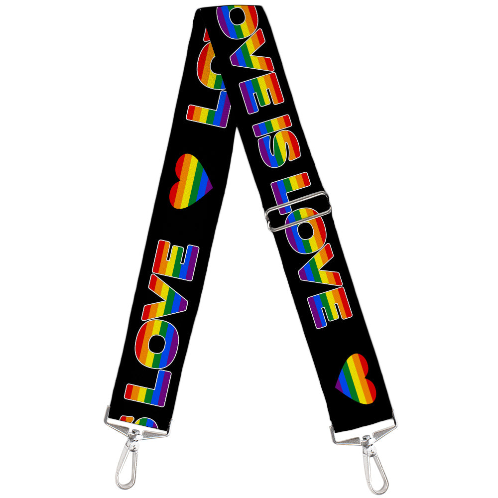 Purse Strap - LOVE IS LOVE Heart Black Rainbow Purse Straps Buckle-Down   
