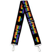 Purse Strap - LOVE IS LOVE Heart Black Rainbow Purse Straps Buckle-Down   