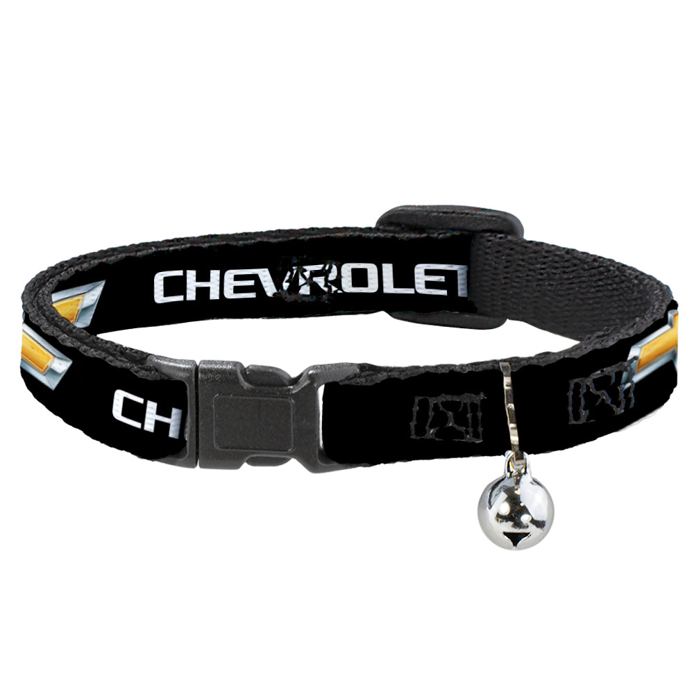 Cat Collar Breakaway - CHEVROLET Bowtie Black Gold White Breakaway Cat Collars GM General Motors   