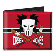 Canvas Bi-Fold Wallet - CASEY JONES Baseball & Hockey Stick Bricks Stripe Reds White Black Canvas Bi-Fold Wallets Teenage Mutant Ninja Turtles