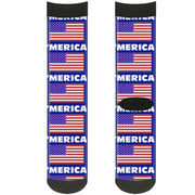 Sock Pair - Polyester - 'MERICA US Flag Blue White Red - CREW Socks Buckle-Down   